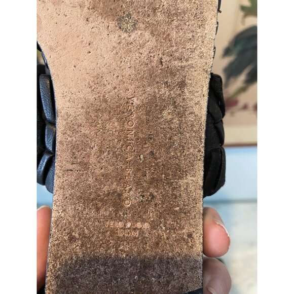 Veronica Beard Simone Sandals Womens Size 10.5 Black Braided Leather Woven - Picture 7 of 7